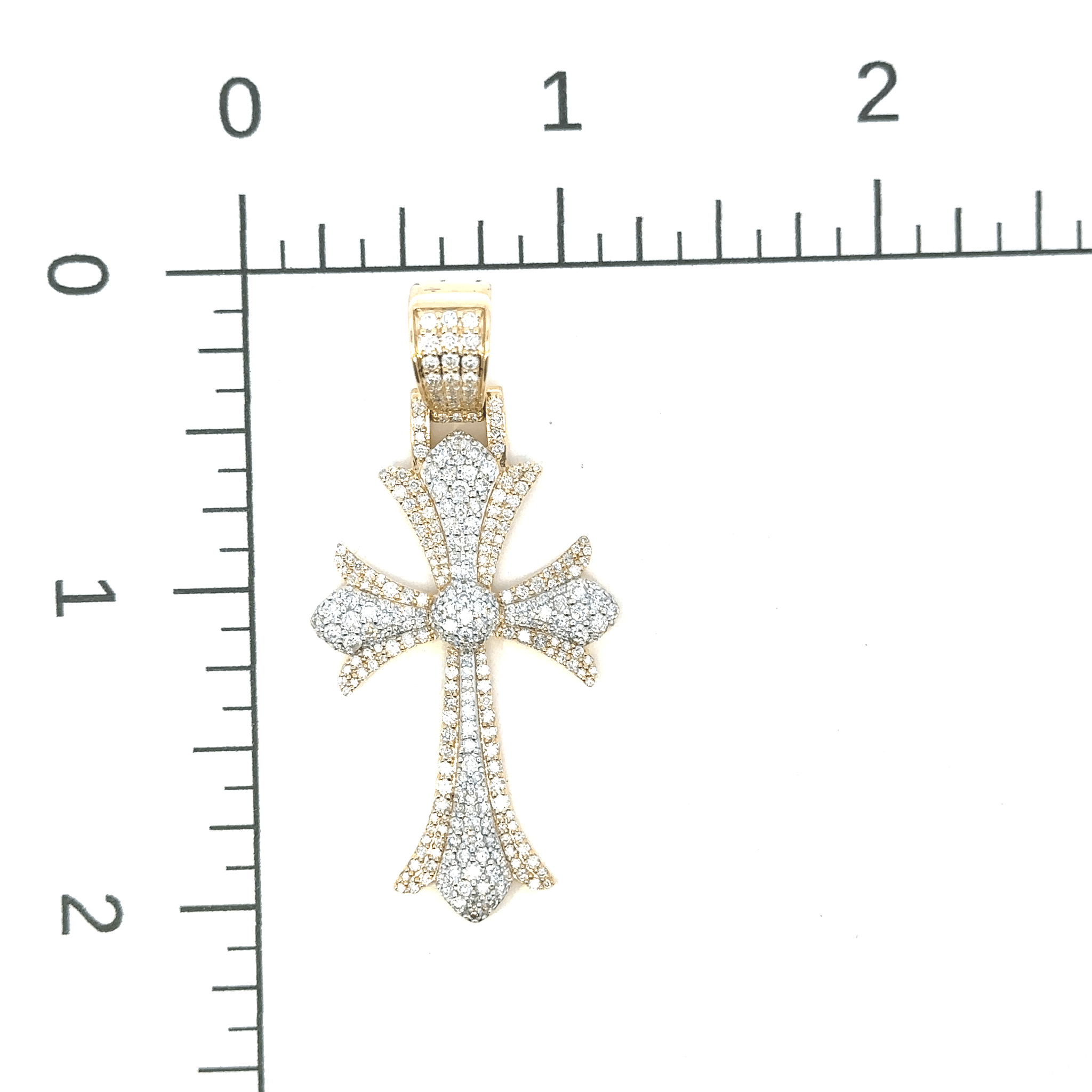 Two Toned Round Diamond Cross Pendant