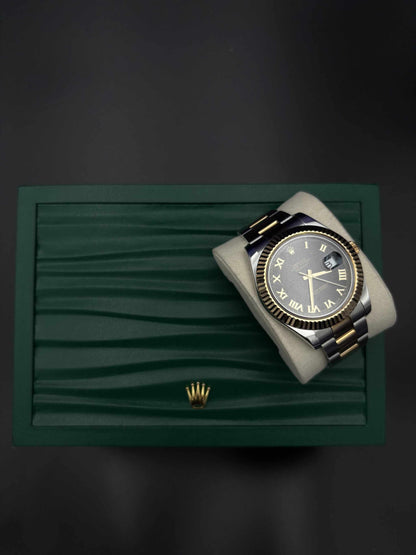 Rolex Datejust II 41mm 116333 Two-Tone Black Roman Dial Fluted Oyster — Pre-Owned