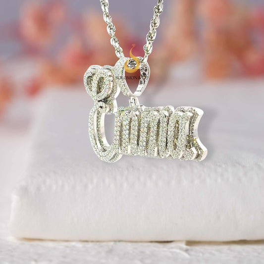 Emma Custom Moissanite Diamond Name Pendant Second
