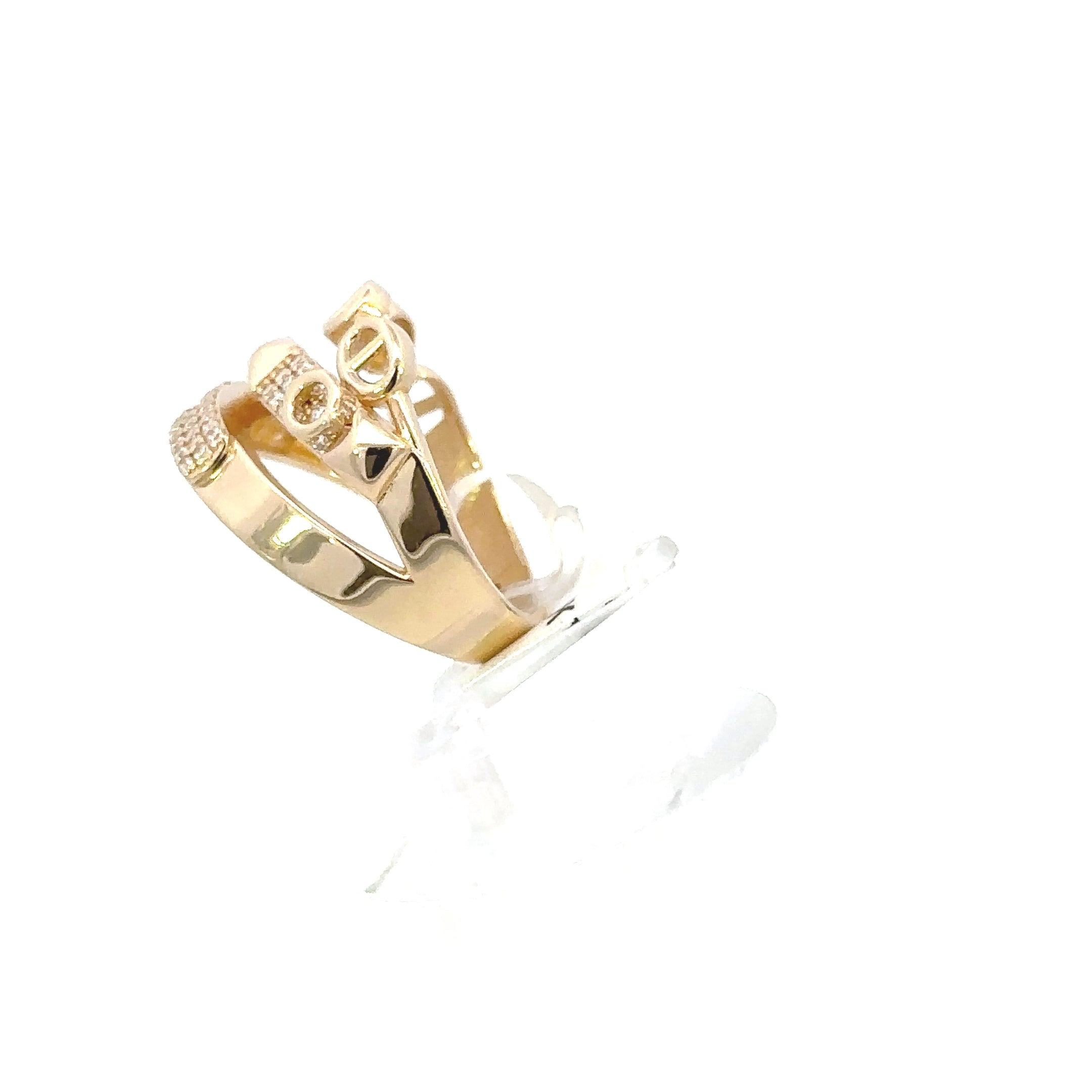 14K GOLD C.Z H LINK RING