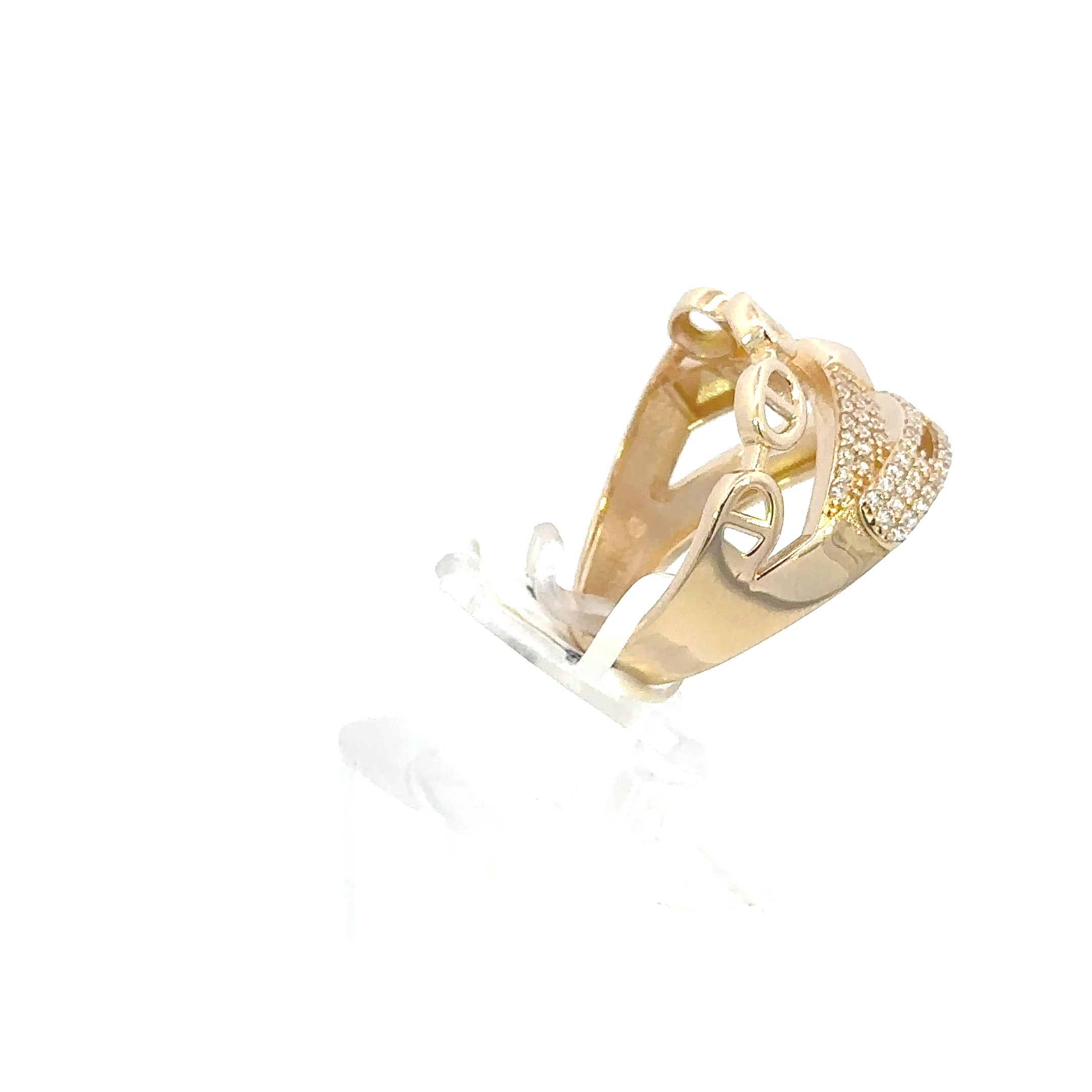 14K GOLD C.Z H LINK RING