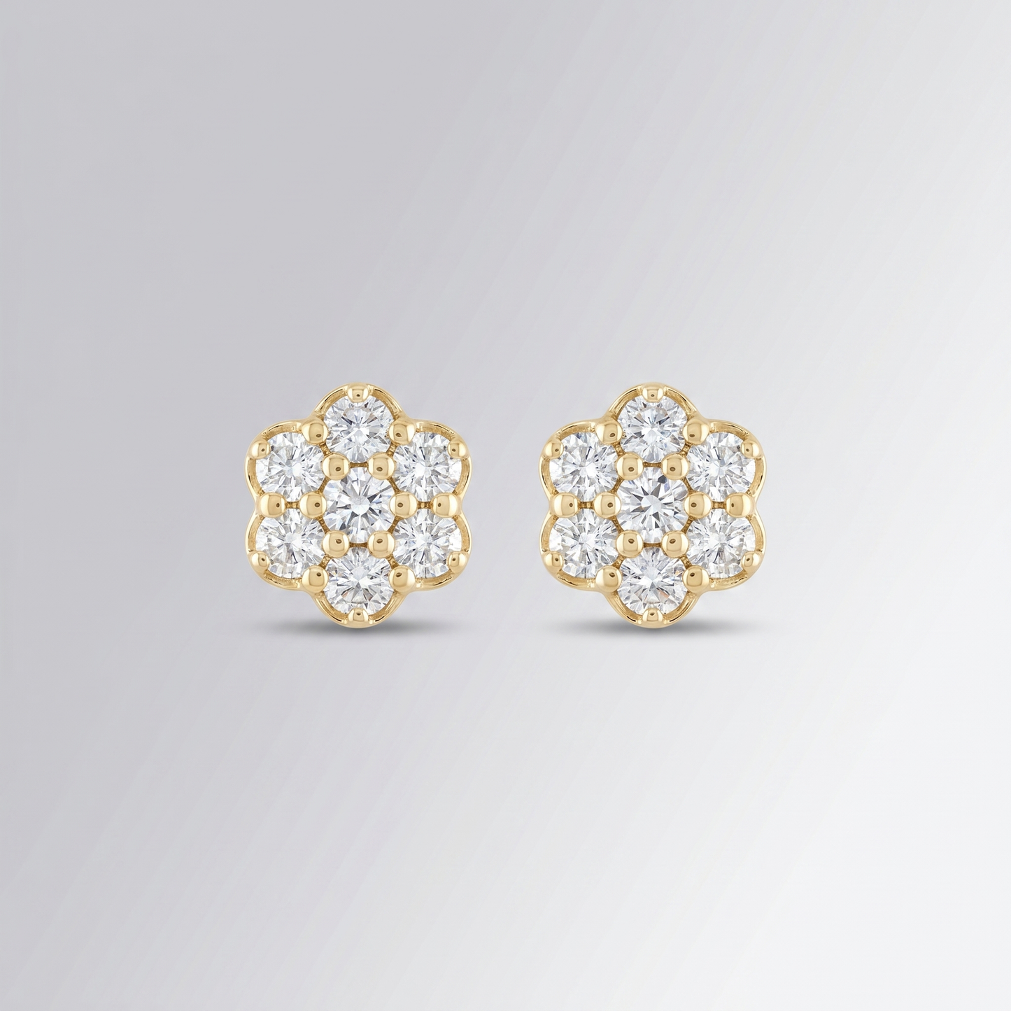 0.49CTW Natural Diamond Cluster Flower Stud Earrings – 10K Gold