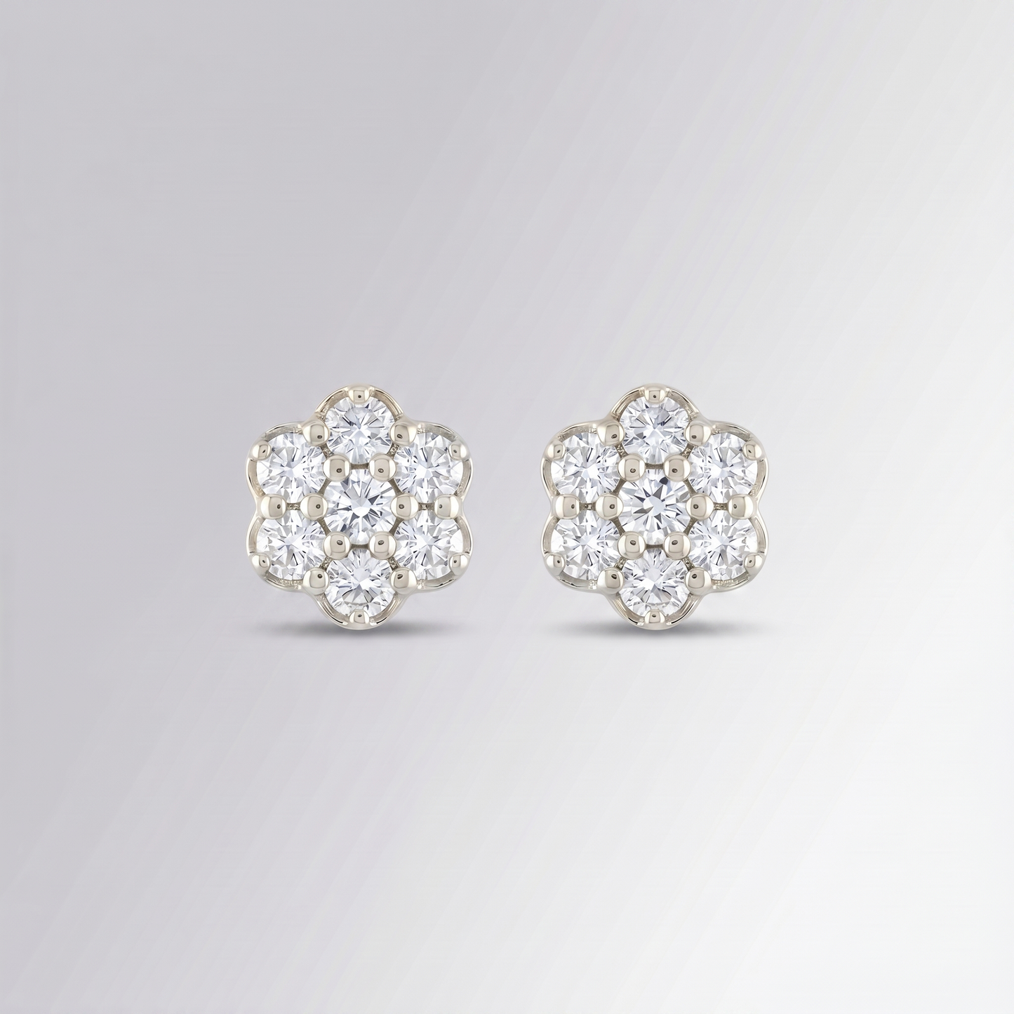 0.49CTW Natural Diamond Cluster Flower Stud Earrings – 10K Gold