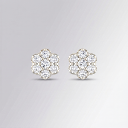 0.49CTW Natural Diamond Cluster Flower Stud Earrings – 10K Gold