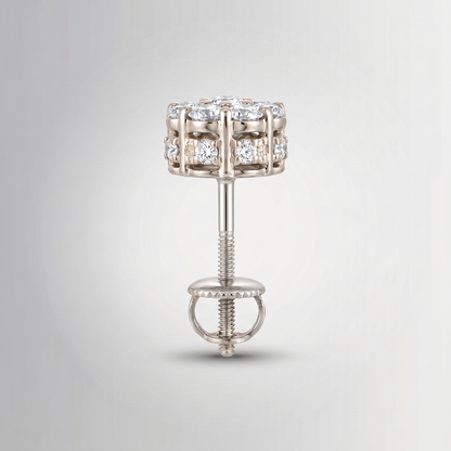 0.49CTW Natural Diamond Cluster Flower Stud Earrings – 10K Gold