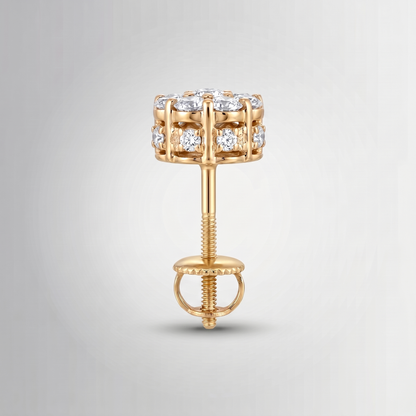 0.49CTW Natural Diamond Cluster Flower Stud Earrings – 10K Gold