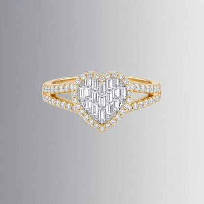 0.63 CTW Diamond Heart Ring with Baguettes – 10K Gold