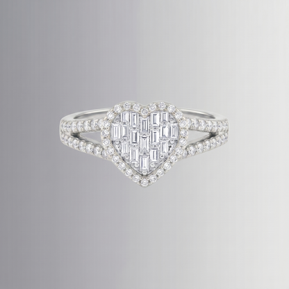 0.63 CTW Diamond Heart Ring with Baguettes – 10K Gold