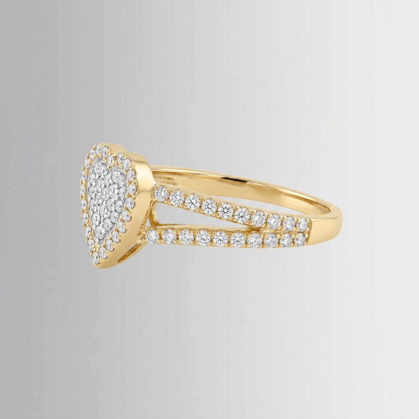 0.63 CTW Diamond Heart Ring with Baguettes – 10K Gold