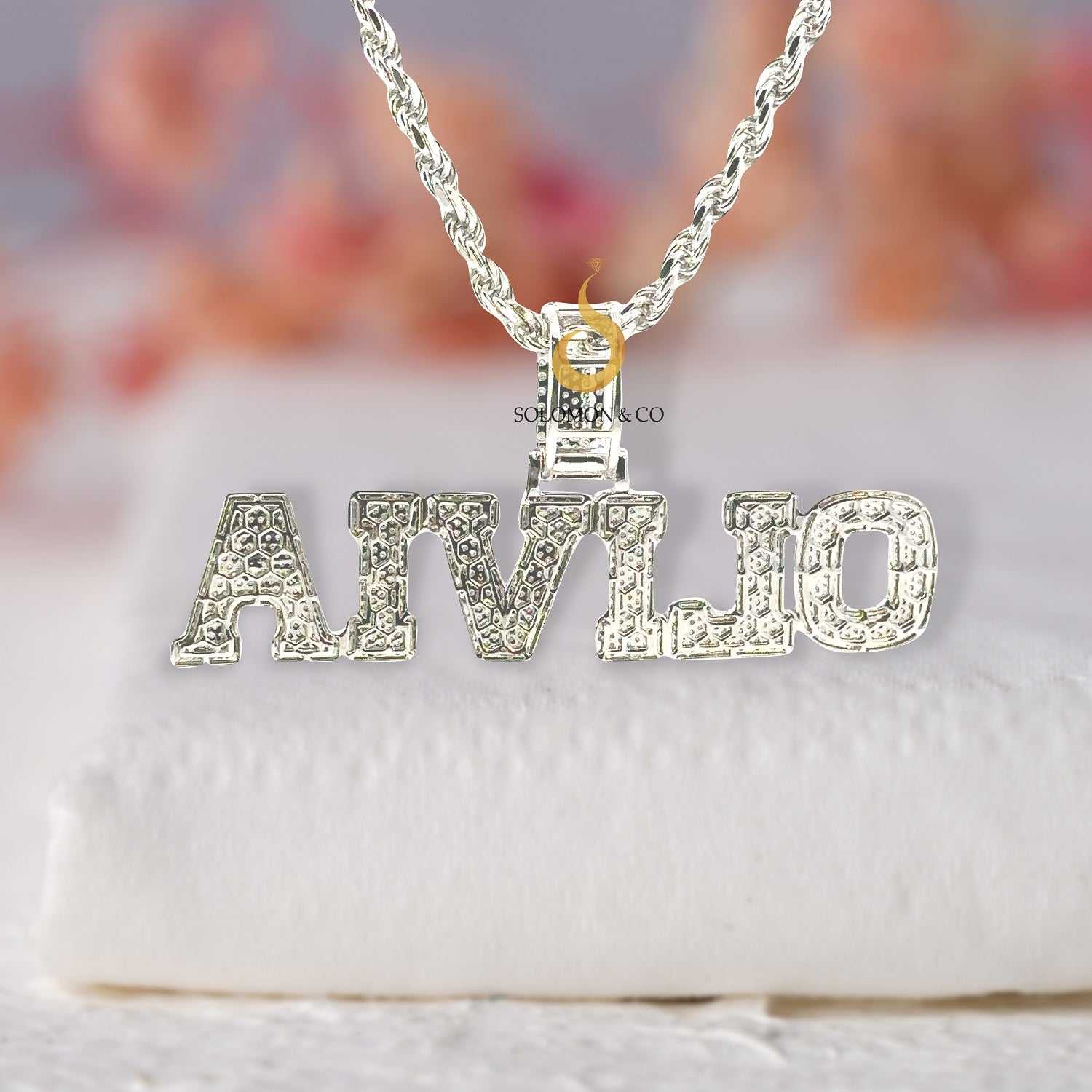 Olivia Custom Moissanite Diamond Name Pendant Second