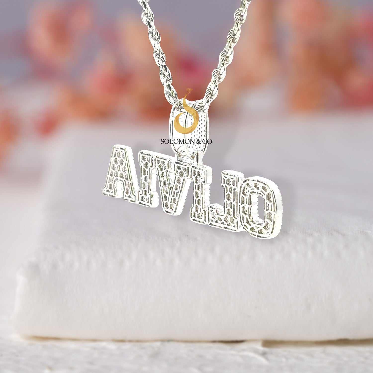 Olivia Custom Moissanite Diamond Name Pendant Third