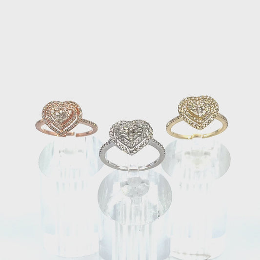 .50CTW TRIPLE LAYER HEART RING