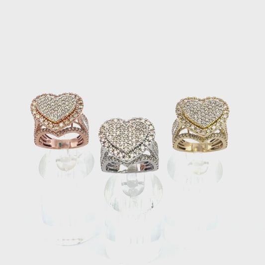 2.9CTW JUMBO DIAMOND HEART RING