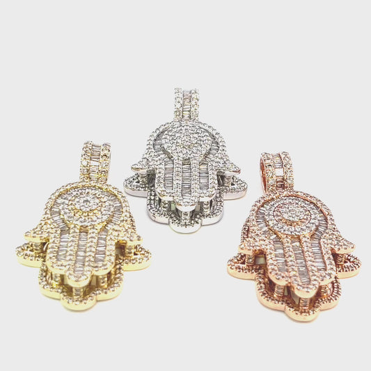 Hamsa Moissanite Diamond Pendant 2.20 CTW
