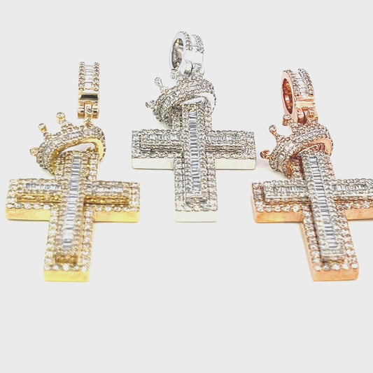 CROWN DIAMOND CROSS PENDANT 2.50CTW