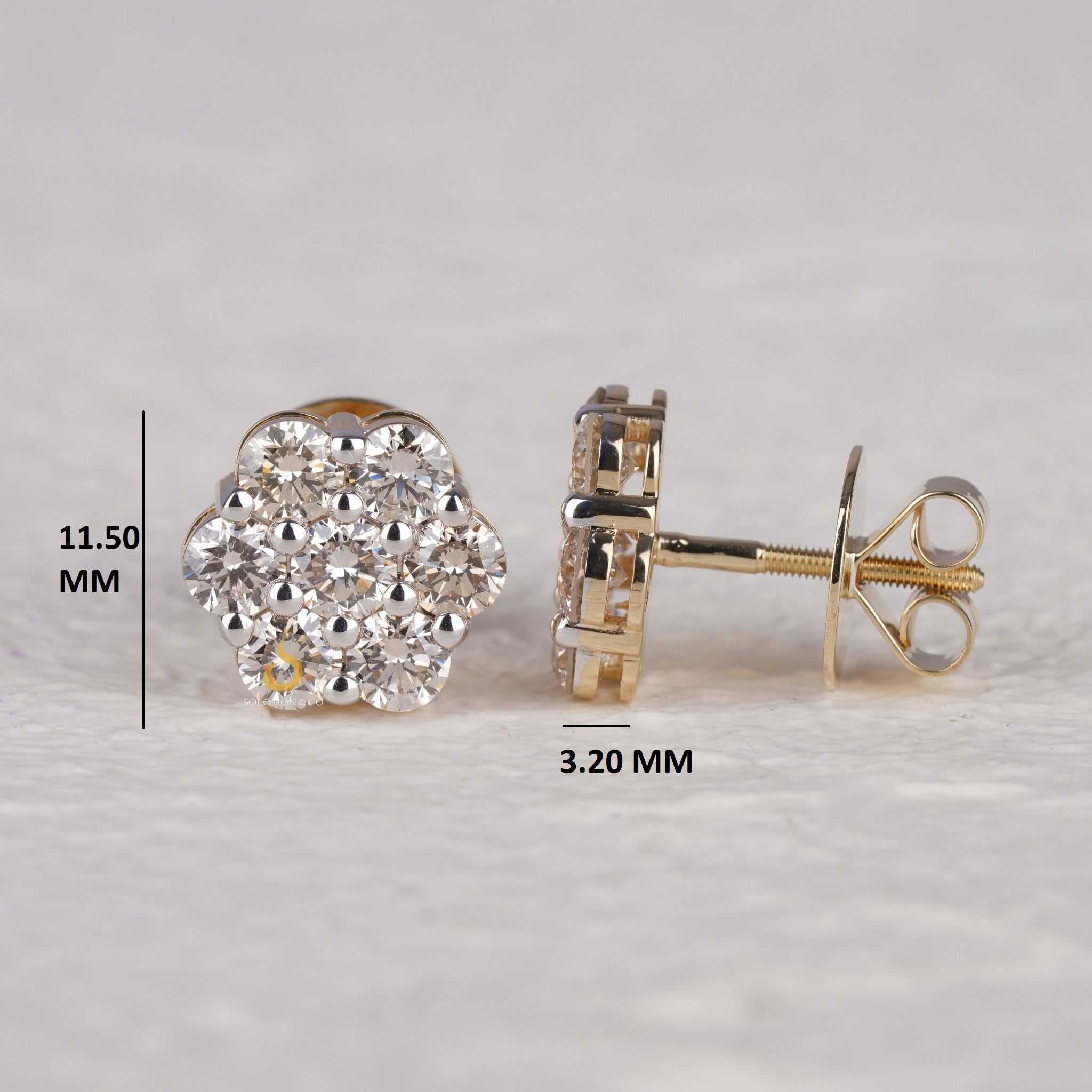 Dainty Flower Style Screw Back Stud Moissanite Earrings